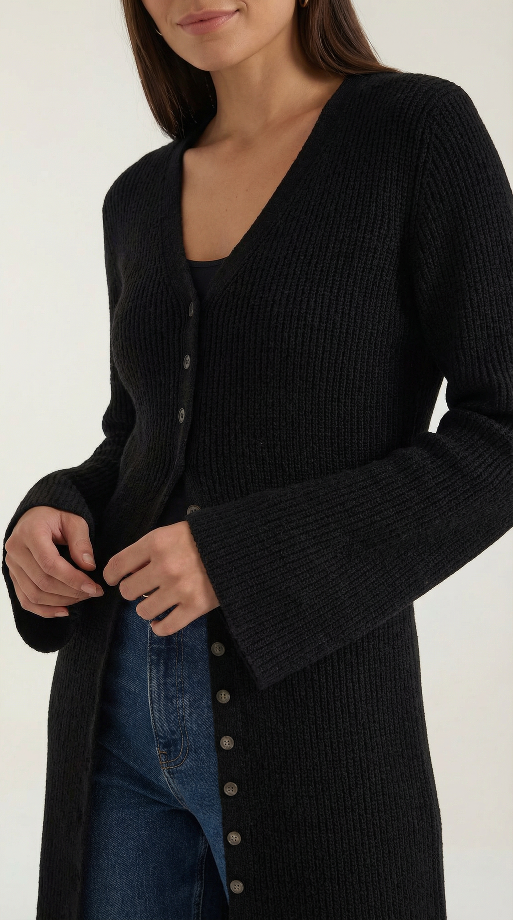 Cárdigan Maxi de Punto 'Valerie' con Escote en Forma de V