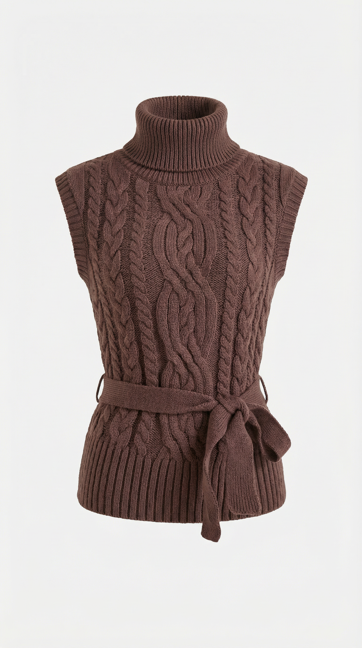 Chaleco de punto trenzado con cuello alto Wendy