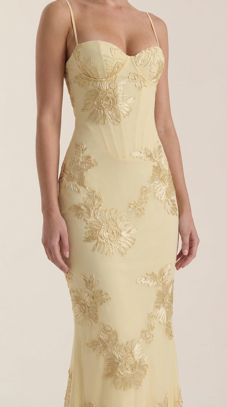 Vestido Maxi Corsé Floral Chantal
