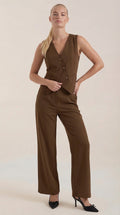 Conjunto de Chaleco y Pantalones en Color Jengibre