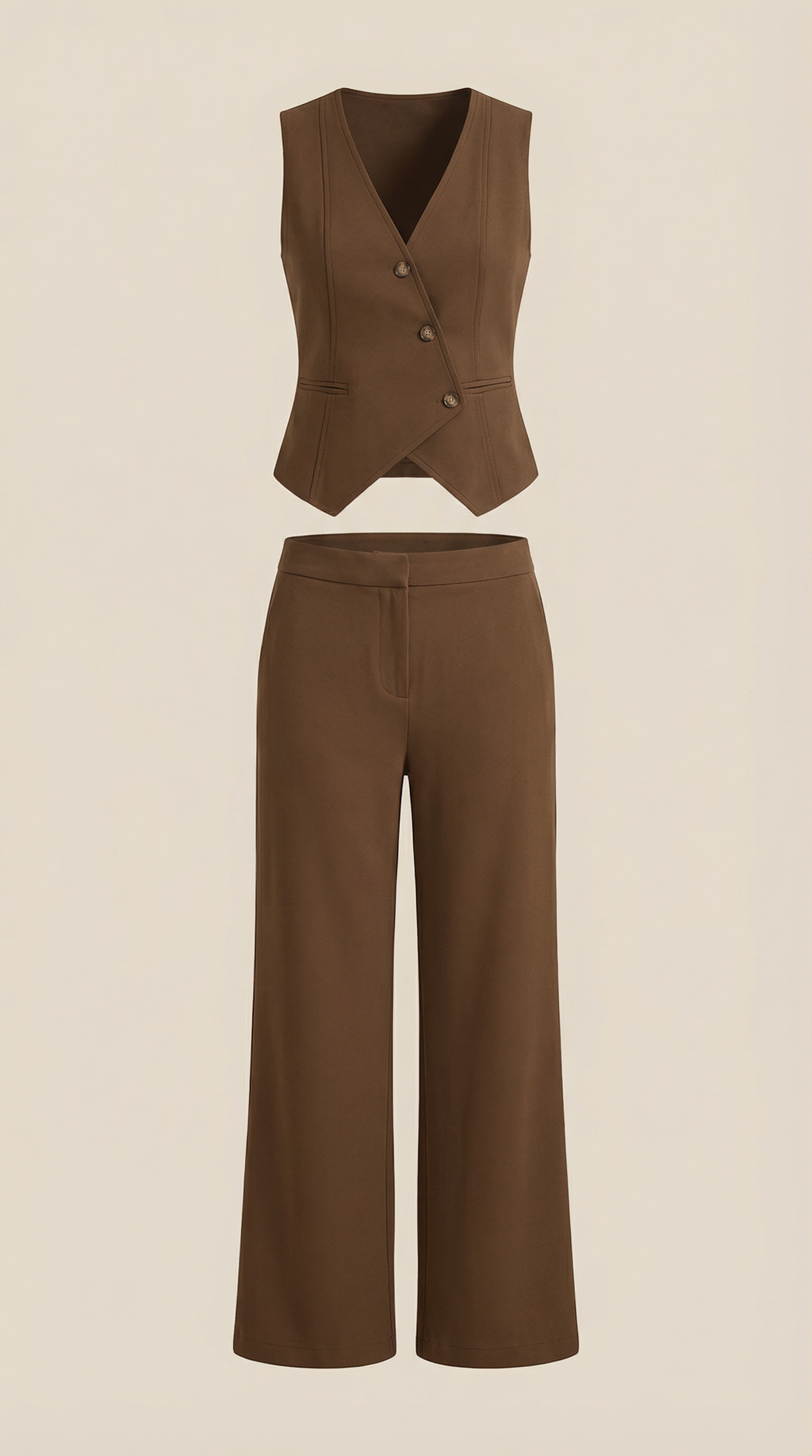 Conjunto de Chaleco y Pantalones en Color Jengibre