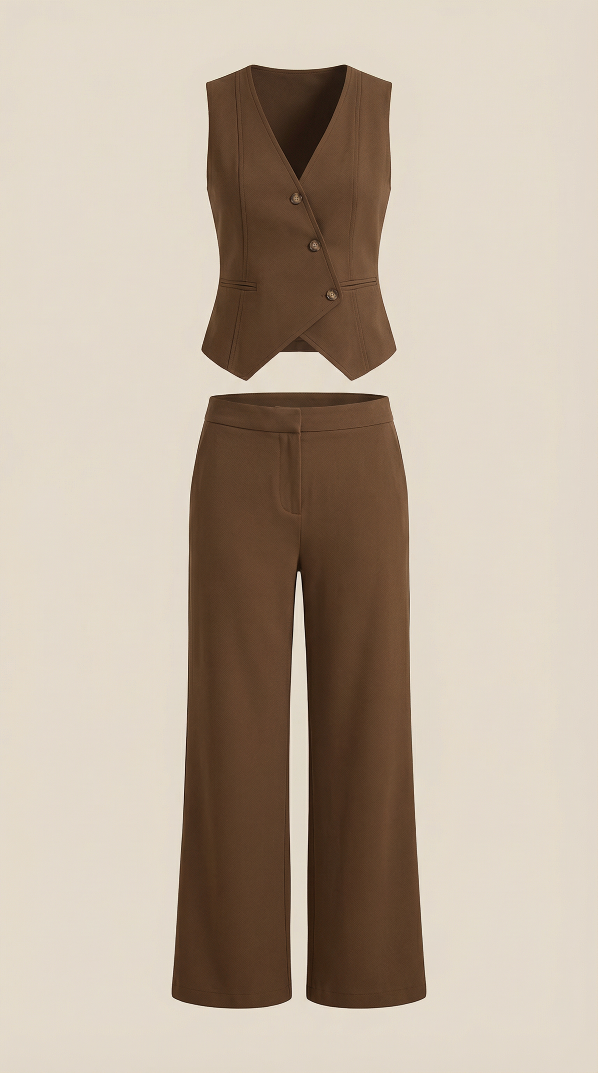 Conjunto de Chaleco y Pantalones en Color Jengibre