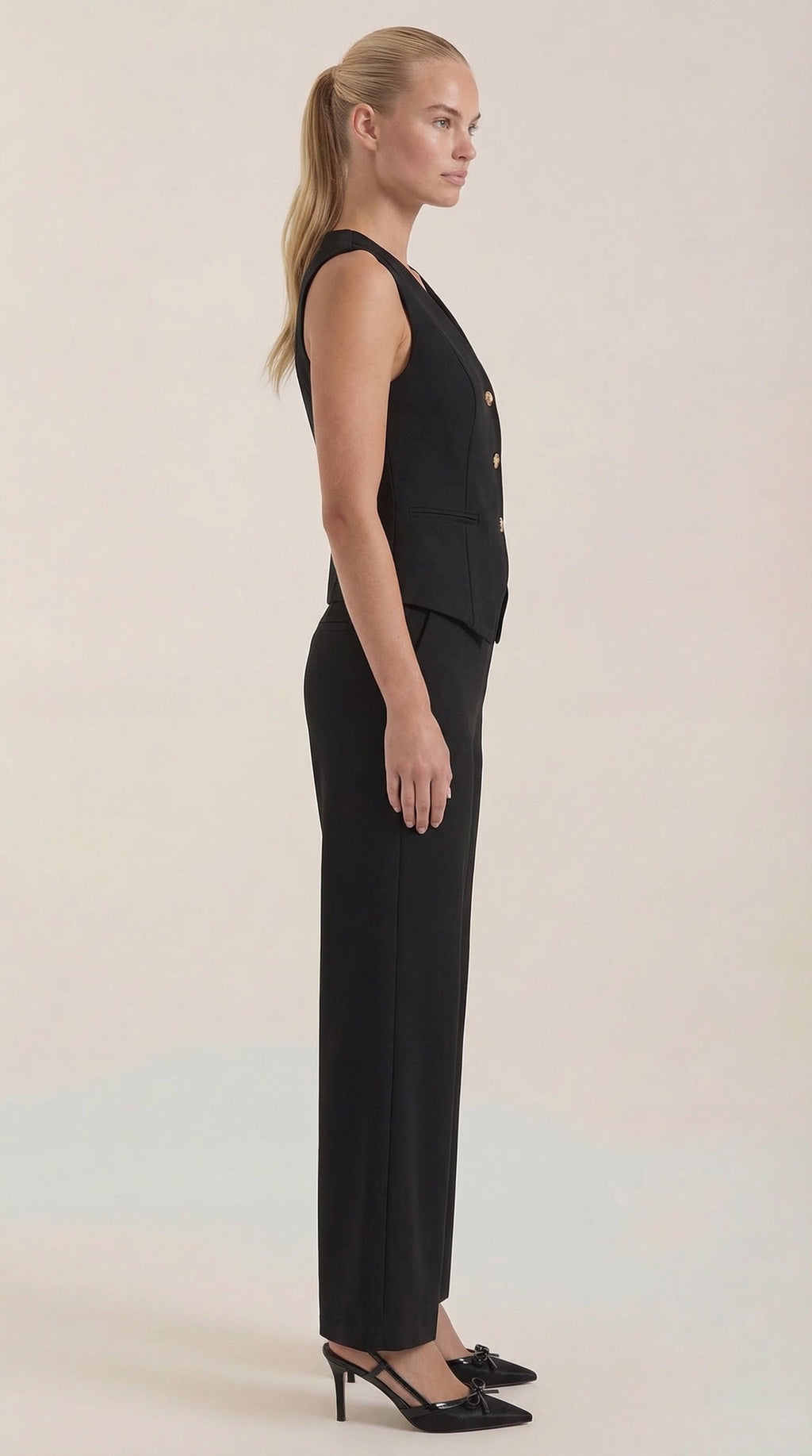 Conjunto de Chaleco y Pantalones en Color Jengibre