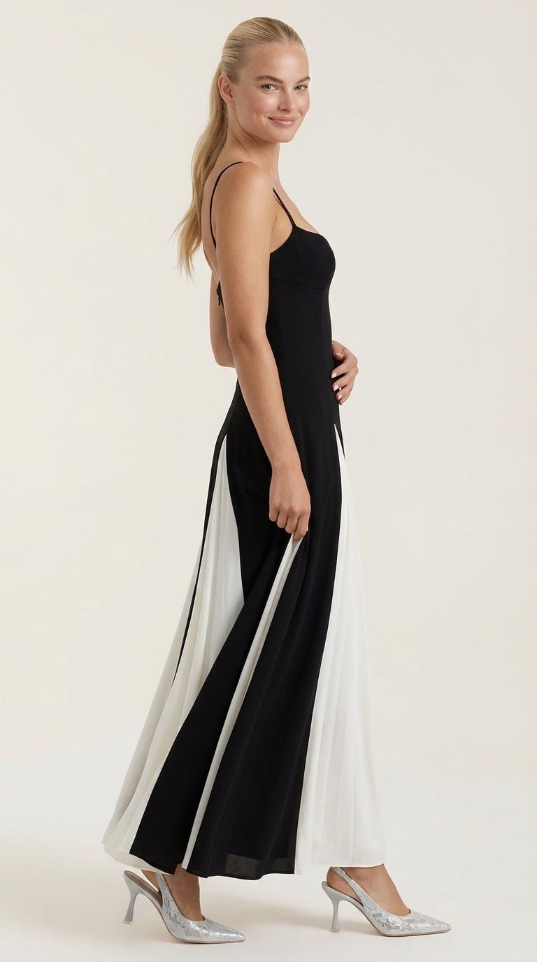 Vestido Midi Godet Plisado Goldie