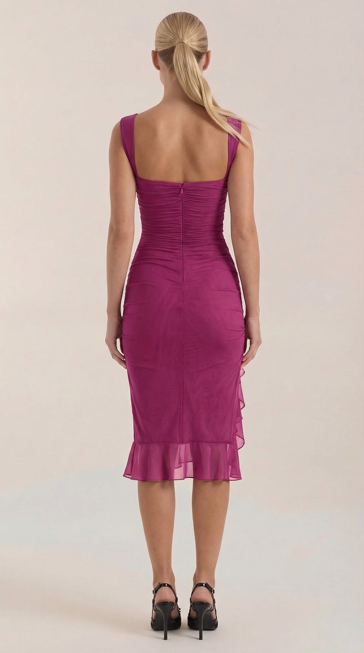 Vestido Midi Ramona con Detalles de Volantes