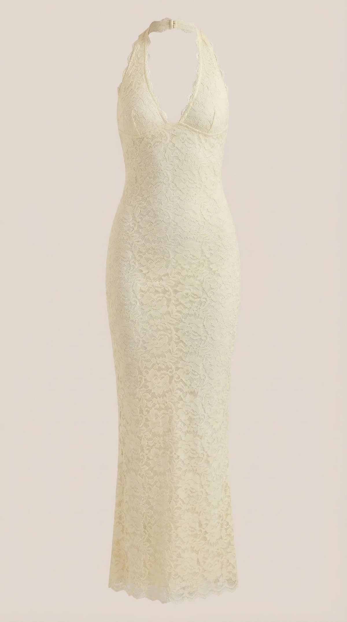 Vestido largo de encaje Halter Roxanne